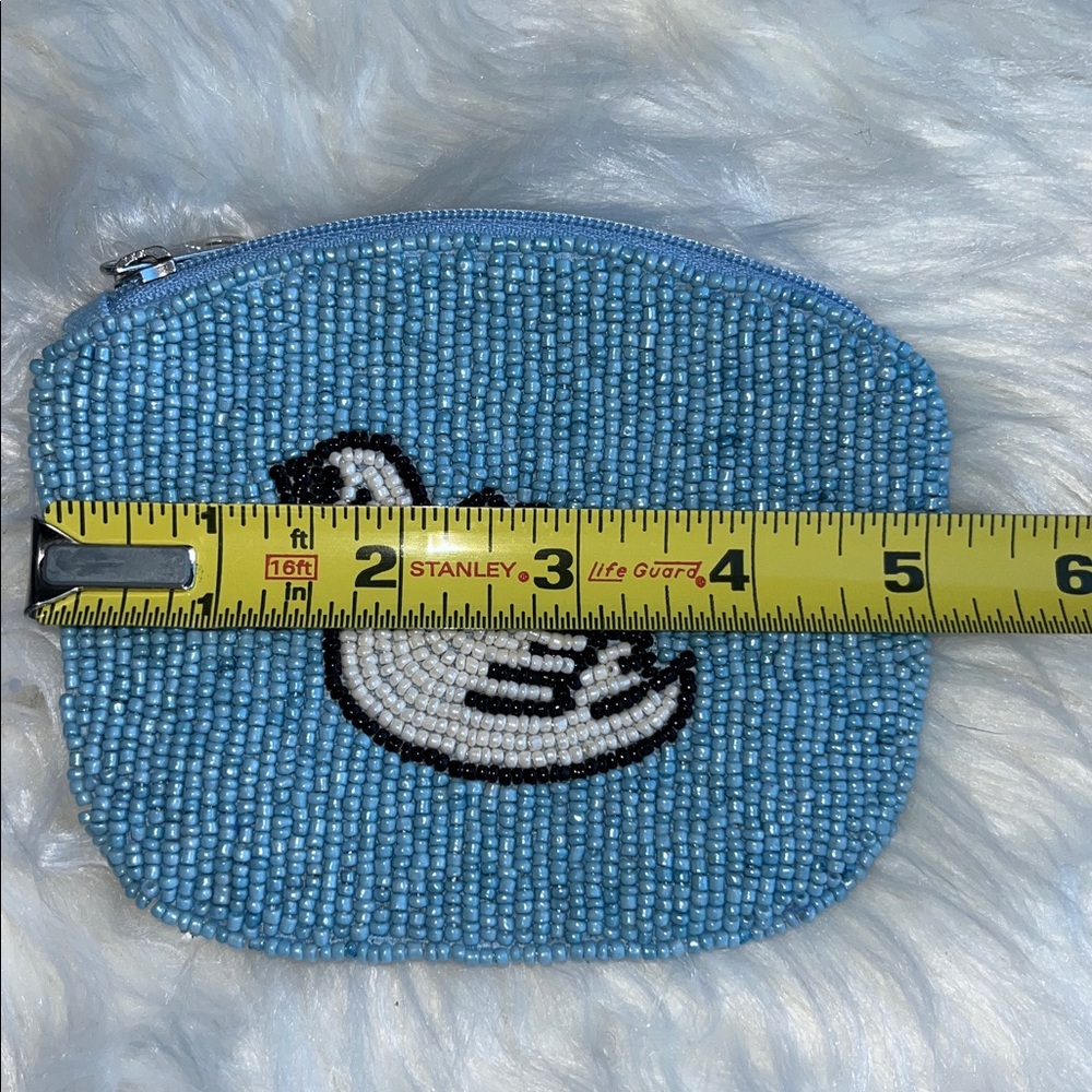 🆕 Free People Swan Lake Beaded Wallet Coin Pouch Blue - Picture 9 of 10